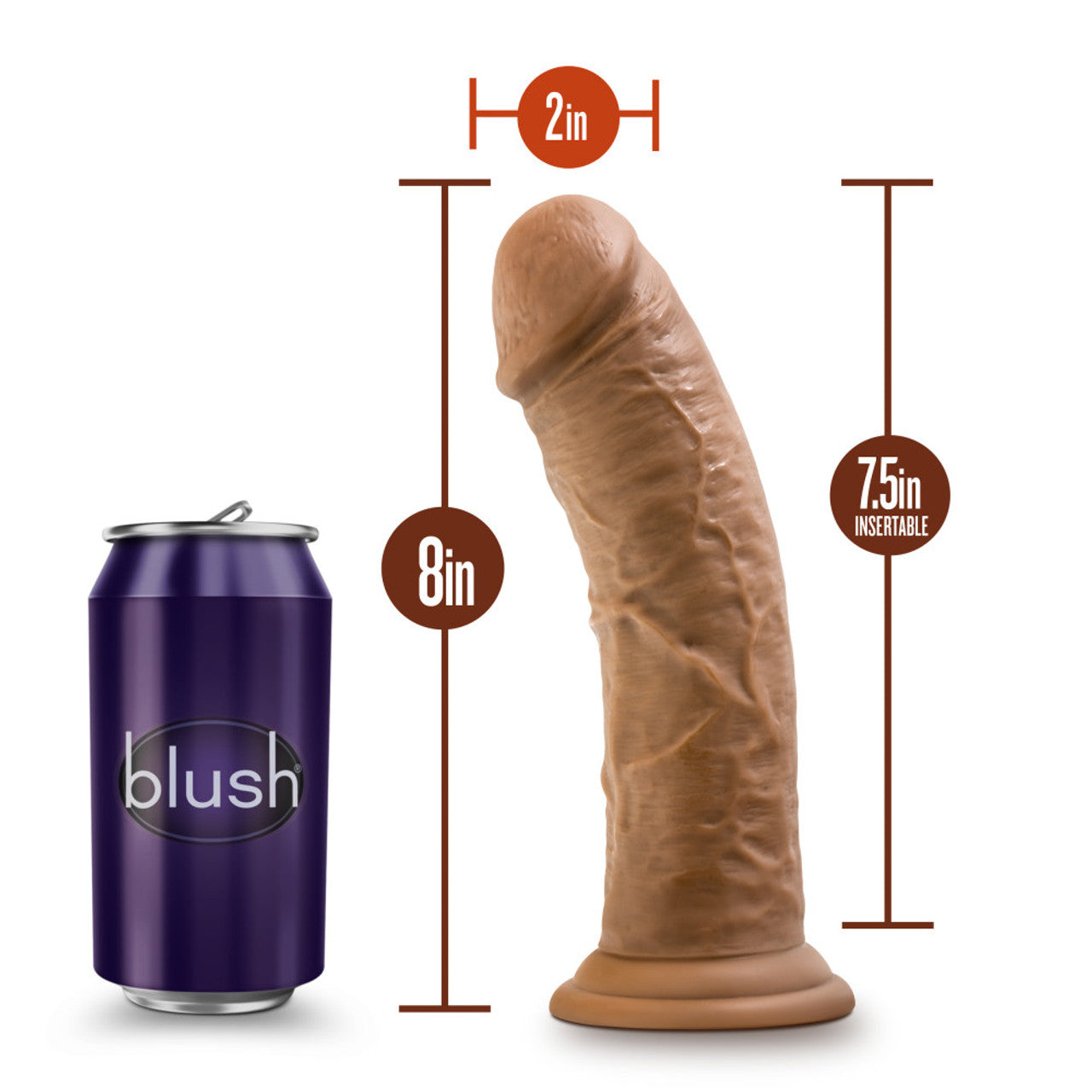 Dr Skin 8in Cock W/ Suction Cup Mocha