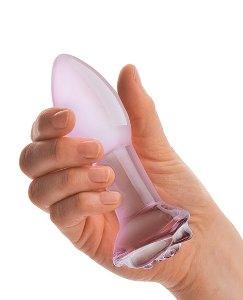 Glas 5 Rosebud Glass Butt Plug "