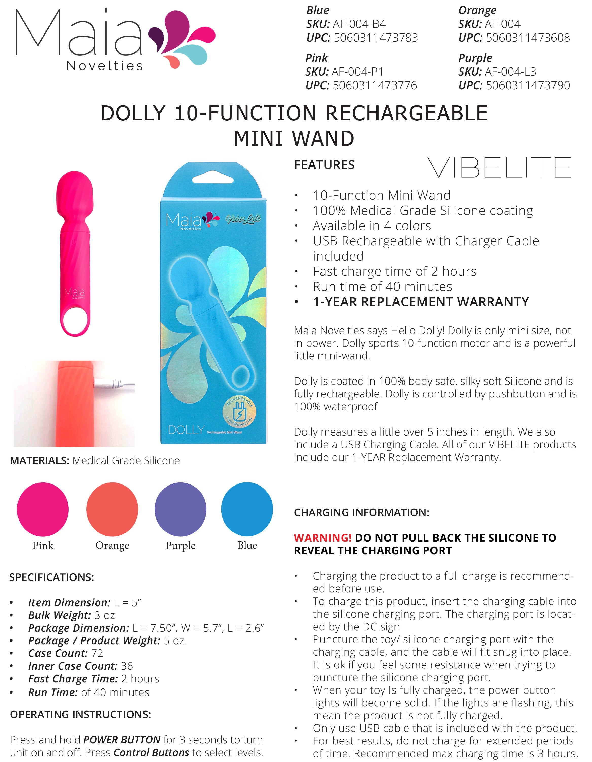 Dolly Blue Silicone Mini Wand Rechargeable