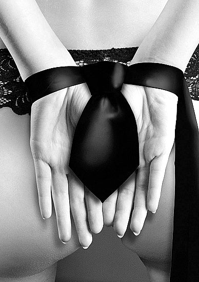 B&w Satin Bondage Tie Black